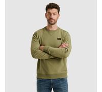 Sweatshirt PME LEGEND, Herren, Gr. L, grün (oil grün), Sweatware, Obermaterial: 95% Baumwolle, 5% Elasthan, unifarben, casual, regular fit normal, Rundhals, Langarm Rippbündchen, Sweatshirts, mit Logo