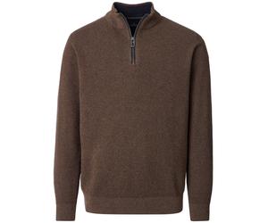 Sweatshirt Pullover - Troyerkragen - Struktur - braun Casa Moda