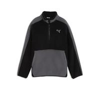 Sweatshirt PUMA "ESS ELEVATED WINTERIZED RELAXED HALF-ZIP", Mädchen, Gr. 128, schwarz-weiß (puma schwarz), Fleece, Obermaterial: 100% Polyester, relaxed fit normal, Rundhals, angesetztes Bündchen, Swe