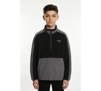Sweatshirt PUMA "ESS ELEVATED WINTERIZED RELAXED HALF-ZIP", Mädchen, Gr. 152, schwarz-weiß (puma schwarz), Fleece, Obermaterial: 100% Polyester, relaxed fit normal, Rundhals, angesetztes Bündchen, Swe