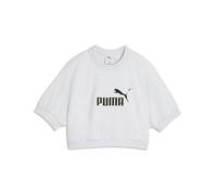 Sweatshirt PUMA "Essentials Elevated No. 1 Logo Relaxed Sweatshirt Damen", Damen, Gr. M, weiß (weiß glow heather), Obermaterial: 100% Baumwolle. Rippe: 4% Elasthan, 96% Baumwolle, relaxed fit, Rundhal