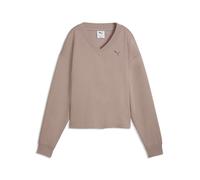 Sweatshirt PUMA "Essentials Elevated Sweatshirt mit V-Ausschnitt Damen", Damen, Gr. L, sandstone beige, Obermaterial: 47% Polyester, 5% Elasthan, 10% Viskose, 38% Baumwolle. Ärmelbund: 3% Elasthan, 97