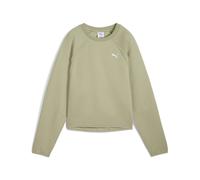 Sweatshirt PUMA "Evostripe Comfort Short Sweatshirt Damen", Damen, Gr. XS, grün (lux army grün), Obermaterial: 77% Baumwolle, 23% Polyester; Rippe: 3% Elasthan, 97% Baumwolle; Einsatz: 20% Polyester, 
