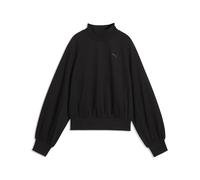 Sweatshirt PUMA "HER Relaxed Crew Sweatshirt mit Stehkragen Damen", Damen, Gr. L, schwarz, Obermaterial: 32% Polyester, 68% Baumwolle. Rippe: 97% Baumwolle, 3% Elasthan. Seitenpartie: 62% Polyester, 4