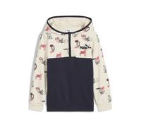 Sweatshirt PUMA "Little Runners Hoodie mit Reißverschluss bis zum Hals Kinder", Mädchen, Gr. 122, blau (new navy blau), Obermaterial: 68% Baumwolle, 32% Polyester; Rippe: 3% Elasthan, 97% Baumwolle, n