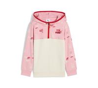 Sweatshirt PUMA "Little Runners Hoodie mit Reißverschluss bis zum Hals Kinder", Mädchen, Gr. 98, weiß (alpine snow weiß), Obermaterial: 68% Baumwolle, 32% Polyester; Rippe: 3% Elasthan, 97% Baumwolle,