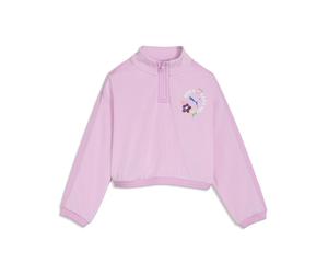Sweatshirt PUMA "PUMA x DORA THE EXPLORER T7 Relaxed Sweatshirt Mädchen", Mädchen, Gr. 104, rosa (mauve glow pink), Obermaterial: 11% Elasthan, 89% Polyester. Decklage: 100% Nylon, relaxed fit, Sweats