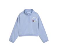 Sweatshirt PUMA "PUMA x DORA THE EXPLORER T7 Relaxed Sweatshirt Mädchen", Mädchen, Gr. 116, blau (chambray blau), Obermaterial: 11% Elasthan, 89% Polyester. Decklage: 100% Nylon, relaxed fit, Sweatshi