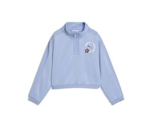 Sweatshirt PUMA "PUMA x DORA THE EXPLORER T7 Relaxed Sweatshirt Mädchen", Mädchen, Gr. 116, blau (chambray blau), Obermaterial: 11% Elasthan, 89% Polyester. Decklage: 100% Nylon, relaxed fit, Sweatshi