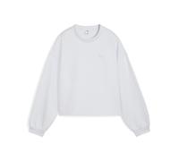 Sweatshirt PUMA "Wardrobe Essentials Oversized Sweatshirt Damen", Damen, Gr. XS, silber (silber mist gray), Obermaterial: 77% Baumwolle, 23% Polyester, oversize, Rundhals, Sweatshirts (72986251-XS) si