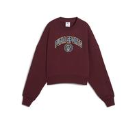 Sweatshirt PUMA "Wardrobe Essentials Sports Legacy Oversized Graphic Crew", Damen, Gr. S, ruby shimmer rot, Obermaterial: 68% Baumwolle, 32% Polyester; Rippe: 4% Elasthan, 96% Baumwolle, oversize, Run