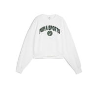 Sweatshirt PUMA "Wardrobe Essentials Sports Legacy Oversized Graphic Crew", Damen, Gr. XS, weiß, Obermaterial: 68% Baumwolle, 32% Polyester; Rippe: 4% Elasthan, 96% Baumwolle, oversize, Rundhals, Lang