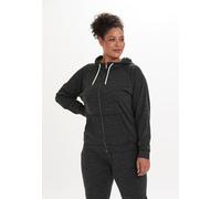 Sweatshirt Q BY ENDURANCE "OLIVIA MELANGE", Damen, Gr. 50, schwarz, 55% Baumwolle, 45% Polyester, meliert, normal, ohne Ausschnitt, Sweatshirts Zip-Hoodie Sweatjacke, in großen Großen verfügbar (30673
