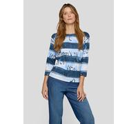 Sweatshirt RABE "Sweatshirt", Damen, Gr. 50, hellblau, 100%Baumwolle, gestreift, gerade, Sweatshirts Sweatshirt (97952361-50) hellblau