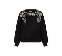 Sweatshirt RAFFYA "Marmalade Long Sleeves Embroidered Sweatshirt Damen", Damen, Gr. 36, schwarz, Stoff, 100% BAUMWOLLE, normal, Rundhals, Sweatshirts Sweatshirt (26518032-36) schwarz