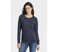 Sweatshirt RAGWEAR "DARIA ZIG ZAG O", Damen, Gr. L, navy, Sweatware, Obermaterial: 65% Baumwolle, 35% Polyester, gemustert, normal, Rundhals, Rippbündchen, Sweatshirts Sweatshirt, mit Zierknöpfen am A