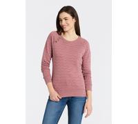 Sweatshirt RAGWEAR "DARIA ZIG ZAG O", Damen, Gr. M, dunkelrot, Sweatware, Obermaterial: 65% Baumwolle, 35% Polyester, gemustert, normal, Rundhals, Rippbündchen, Sweatshirts Sweatshirt, mit Zierknöpfen