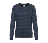 Sweatshirt RAGWEAR "DARIA ZIG ZAG O", Damen, Gr. XL, navy, Sweatware, Obermaterial: 65% Baumwolle, 35% Polyester, gemustert, normal, Rundhals, Rippbündchen, Sweatshirts Sweatshirt, mit Zierknöpfen am