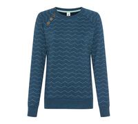 Sweatshirt RAGWEAR "DARIA ZIG ZAG O", Damen, Gr. XL, petrol, Sweatware, Obermaterial: 65% Baumwolle, 35% Polyester, gemustert, normal, Rundhals, Rippbündchen, Sweatshirts Sweatshirt, mit Zierknöpfen a