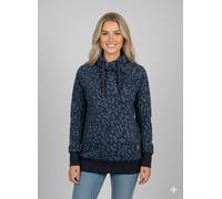 Sweatshirt RAGWEAR "NESKA LEO O", Damen, Gr. 3XL, blau (navy), Sweatware, Obermaterial: 70% Baumwolle, 30% Polyester, bedruckt, gemustert, figurbetont normal, asymmetrischer Ausschnitt, Rippbündchen,