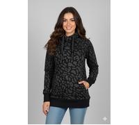 Sweatshirt RAGWEAR "NESKA LEO O", Damen, Gr. XS, schwarz, Sweatware, Obermaterial: 70% Baumwolle, 30% Polyester, bedruckt, gemustert, figurbetont normal, asymmetrischer Ausschnitt, Rippbündchen, Sweat