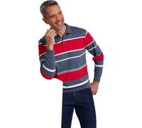 Sweatshirt rauchblau-rot-geringelt 52/54 Baumwolle