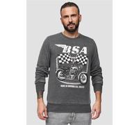 Sweatshirt RECOVERED "BritishMotor Flag Charcoal Vintage", Herren, Gr. XL, grau, 100% Baumwolle, bedruckt, normal, Rundhals, Sweatshirts Sweatshirt, mit coolem Print im Vintage-Stil (15395626-XL) grau