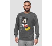 Sweatshirt RECOVERED "Disney Mickey Leaning", Herren, Gr. L, grau, 100% Baumwolle, bedruckt, normal, Rundhals, Sweatshirts Sweatshirt, mit niedlichem Frontprint (86905222-L) grau