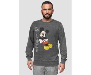 Sweatshirt RECOVERED "Disney Mickey Leaning", Herren, Gr. M, grau, 100% Baumwolle, bedruckt, normal, Rundhals, Sweatshirts Sweatshirt, mit niedlichem Frontprint (86905222-M) grau