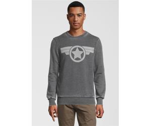 Sweatshirt RECOVERED "Marvel Captain America", Herren, Gr. M, grau, 50% Baumwolle, 50% Polyester, bedruckt, normal, Rundhals, Sweatshirts Sweatshirt, mit coolem Marvel-Print (53525258-M) grau