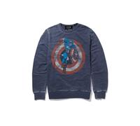 Sweatshirt RECOVERED "Marvel Captain America", Herren, Gr. S, blau, 100% Baumwolle, bedruckt, normal, Rundhals, Sweatshirts Sweatshirt, mit coolem Captain America Print (55996613-S) blau
