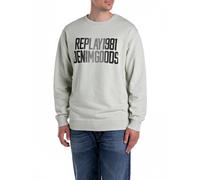 Sweatshirt REPLAY, Herren, Gr. L, light mint melange, Sweatware, Obermaterial: 100% Baumwolle, bedruckt, regular fit, Rundhals, angesetztes Bündchen, Sweatshirts Sweatshirt, mit Frontprint (10268417-L