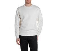 Sweatshirt REPLAY, Herren, Gr. L, weiß (natural weiß), Sweatware, Obermaterial: 80% Baumwolle, 20% Polyester, unifarben, regular fit normal, Rundhals, Rippbündchen, Sweatshirts Sweatshirt, mit V-Einsa