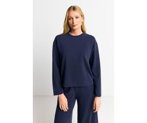 Sweatshirt RICHROYAL "2409 T Peach Crew", Damen, Gr. M, blau (midnight blau), Sweatware, Obermaterial: 52% Modal, 42% Polyester, 6% Elasthan, Rundhals, Sweatshirts Sweatshirt, überschnittene Schultern