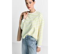 Sweatshirt RICHROYAL, Damen, Gr. M, urban lime, Sweatware, Obermaterial: 65% Baumwolle, 35% Polyester, gerade normal, Rundhals, Bündchen, Sweatshirts Sweatshirt, Offener Umschlagsaum, geringelt, gerad