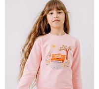 Sweatshirt Rosa Gartenmotiv platzierter Print Bio-Baumwolle GOTS - Walkiddy 146