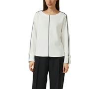 Sweatshirt S.OLIVER BLACK LABEL, Damen, Gr. 46, ecru, Sweatware, Obermaterial: 49% Modal, 45% Polyester, 6% Elasthan, kontrastfarbene Details, relaxed fit hüftlang, U-Boot-Ausschnitt, angesetztes Bünd