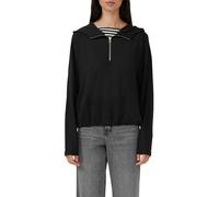 Sweatshirt S.OLIVER, Damen, Gr. 38, schwarz, Sweatware, Obermaterial: 47% Modal, 41% Polyester, 12% Elasthan, unifarben, relaxed fit taillenbedeckt, ohne Ausschnitt, Fledermausärmel, Sweatshirts Sweat