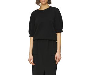 Sweatshirt S.OLIVER, Damen, Gr. 42, schwarz, Obermaterial: 47% Modal, 41% Polyester, 12% Elasthan, unifarben, regular fit taillenbedeckt, Rundhals, Bündchen, Sweatshirts Sweatshirt, mit Halbarm (35380