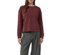Sweatshirt S.OLIVER, Damen, Gr. 44, rot (schwarz merlot), Sweatware, Obermaterial: 47% Modal, 41% Polyester, 12% Elasthan, unifarben, relaxed fit normal, Rundhals, Bündchen, Sweatshirts Sweatshirt, mi