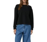 Sweatshirt S.OLIVER, Damen, Gr. 46, schwarz, Sweatware, Obermaterial: 47% Modal, 41% Polyester, 12% Elasthan, unifarben, relaxed fit normal, Rundhals, Bündchen, Sweatshirts Sweatshirt, mit Prägung (37