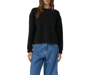 Sweatshirt S.OLIVER, Damen, Gr. 46, schwarz, Sweatware, Obermaterial: 47% Modal, 41% Polyester, 12% Elasthan, unifarben, relaxed fit normal, Rundhals, Bündchen, Sweatshirts Sweatshirt, mit Prägung (37