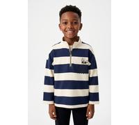 Sweatshirt S.OLIVER JUNIOR, Jungen, Gr. 116/122, blau, Sweatware, Obermaterial: 90% Baumwolle, 10% Polyester, bedruckt, gestreift, regular fit normal, ohne Ausschnitt, gerader Abschluss, Sweatshirts S