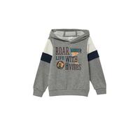 Sweatshirt S.OLIVER JUNIOR, Jungen, Gr. 128/134, grau melange, Sweatware, Obermaterial: 81% Baumwolle, 10% Viskose, 9% Polyester, bedruckt, meliert, regular fit normal, ohne Ausschnitt, Rippbündchen,