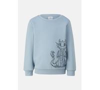 Sweatshirt S.OLIVER JUNIOR, Jungen, Gr. 128, blau, Sweatware, Obermaterial: 90% Baumwolle, 10% Polyester, bedruckt, normal hüftbedeckend, Rundhals, Flachstrickbündchen, Sweatshirts Sweatshirt, mit Dra