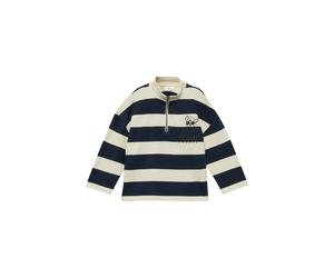 Sweatshirt S.OLIVER JUNIOR, Jungen, Gr. 140, blau, Sweatware, Obermaterial: 90% Baumwolle, 10% Polyester, bedruckt, gestreift, regular fit normal, ohne Ausschnitt, gerader Abschluss, Sweatshirts Sweat