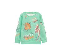 Sweatshirt S.OLIVER JUNIOR, Jungen, Gr. 92/98, turquoise sublimanted print, Sweatware, Obermaterial: 58% Polyester, 42% Baumwolle, bedruckt, regular fit taillenbedeckt, Rundhals, Rippbündchen, Sweatsh