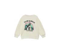 Sweatshirt S.OLIVER JUNIOR, Mädchen, Gr. 116/122, beige, Sweatware, Obermaterial: 95% Baumwolle, 5% Elasthan, bedruckt, oversize normal, Rundhals, Rippbündchen, Sweatshirts Sweatshirt, mit Print (4371