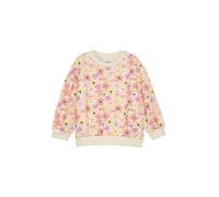 Sweatshirt S.OLIVER JUNIOR, Mädchen, Gr. 140, bunt (light beige aop), Sweatware, Obermaterial: 95% Baumwolle, 5% Elasthan, bedruckt, geblümt, normal hüftlang, Rundhals, angesetztes Bündchen, Sweatshir