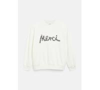 Sweatshirt S.OLIVER JUNIOR, Mädchen, Gr. 146/152, sanftes weiß, Sweatware, Obermaterial: 90% Baumwolle, 10% Elasthan, bestickt, oversize hüftlang, Rundhals, Rippbündchen, Sweatshirts Sweatshirt, mit A
